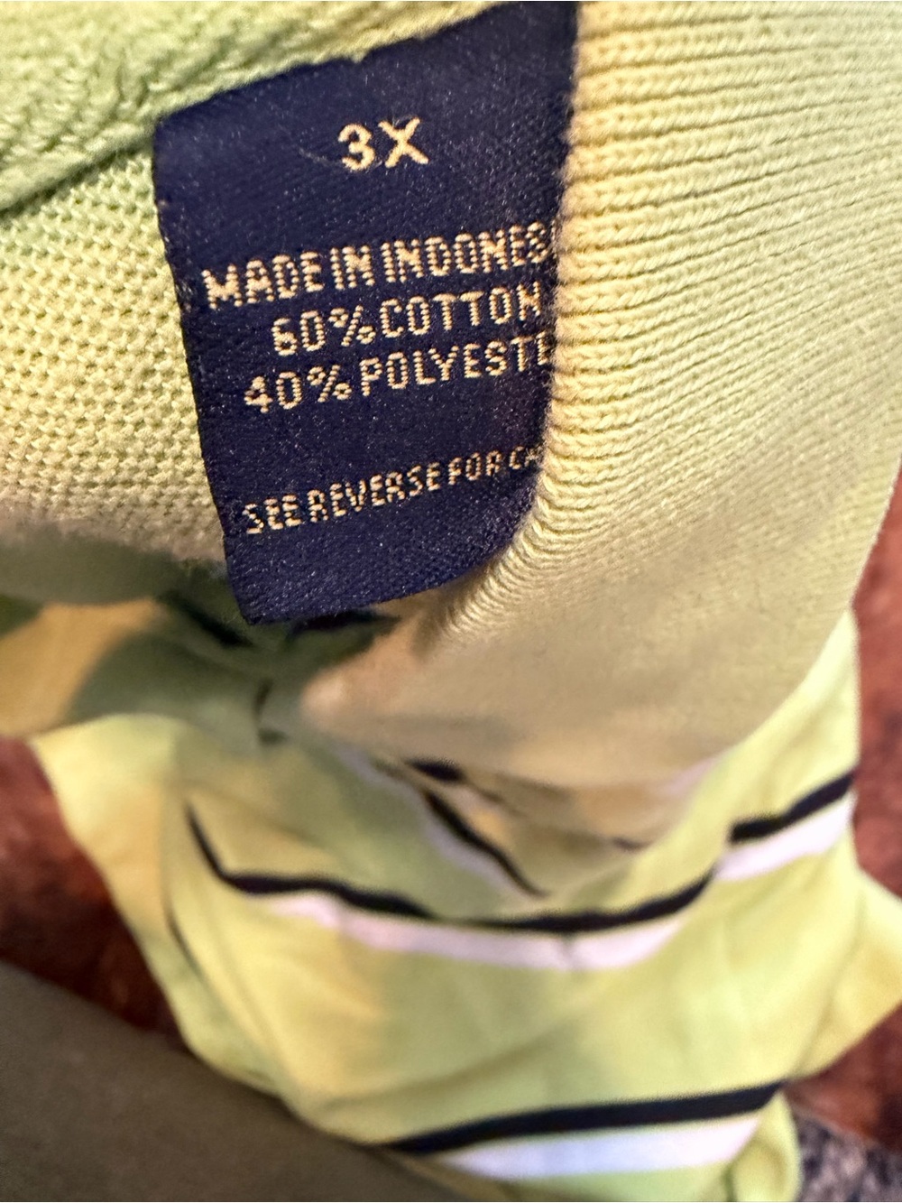 90s Vintage KARL KANI Gold Polo Shirt Mens 3X Green Striped Embroidered Logo Y2K - Picture 4 of 4